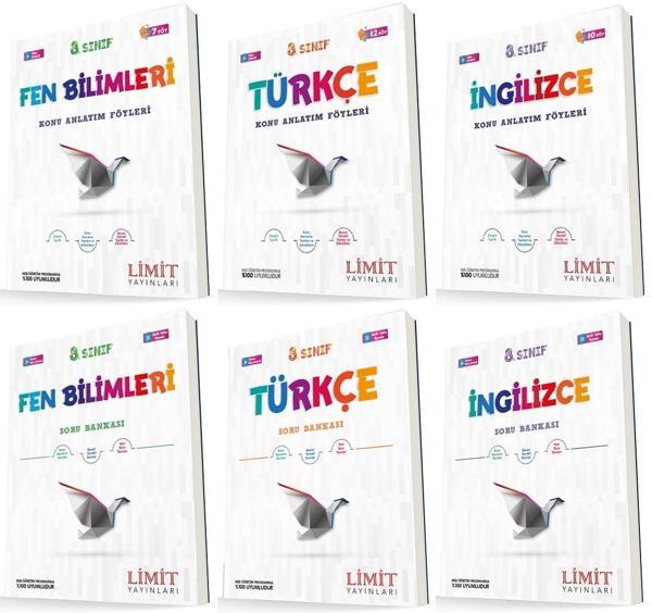 Limit 8. Sınıf Fen + Türkçe + İngilizce Konu Föyleri + Soru Seti 6 Kitap 2023 - Limit Yayınları - Image 1