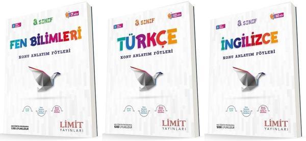 Limit 8. Sınıf Fen + Türkçe + İngilizce Konu Föyleri Seti 3 Kitap 2023 - Limit Yayınları - Image 1