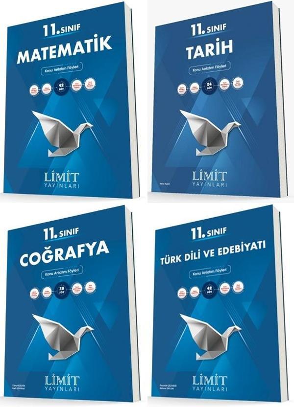 Limit 11. Sınıf Matematik + Edebiyat + Tarih + Coğrafya Konu Föyleri Seti 4 Kitap 2023 - Limit Yayınları - Image 1