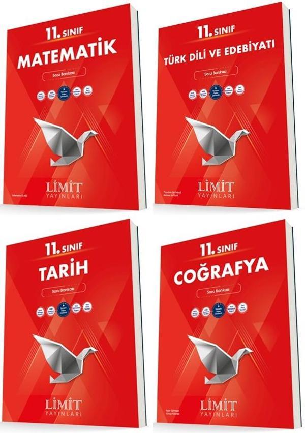 Limit 11. Sınıf Matematik + Edebiyat + Tarih + Coğrafya Soru Bankası Seti 4 Kitap 2023 - Limit Yayınları - Image 1