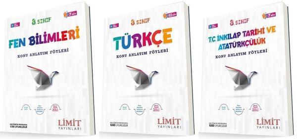 Limit 8. Sınıf Fen + Türkçe + İnkılap Konu Föyleri Seti 3 Kitap 2023 - Limit Yayınları - Image 1