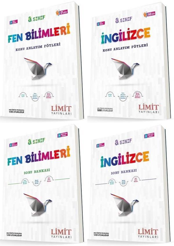 Limit 8. Sınıf Fen Bilimleri + İngilizce Konu Föyleri + Soru Seti 4 Kitap 2023 - Limit Yayınları - Image 1