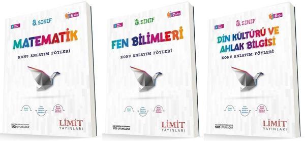 Limit 8. Sınıf Matematik + Fen + Din Konu Föyleri Seti 3 Kitap 2023 - Limit Yayınları - Image 1