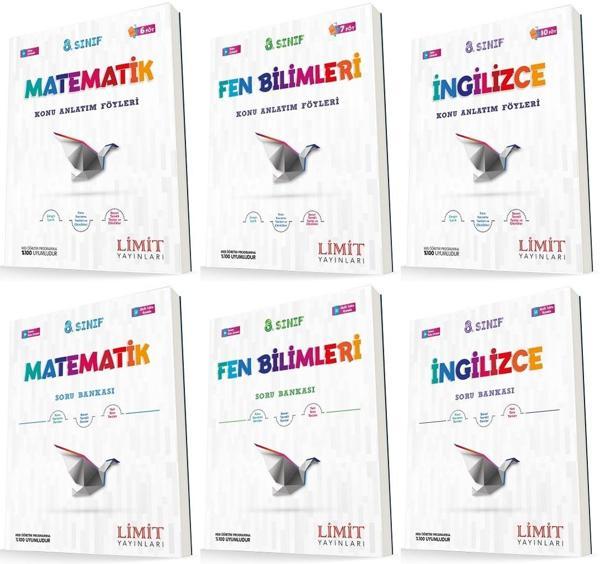 Limit 8. Sınıf Matematik + Fen + İngilizce Konu Föyleri + Soru Seti 6 Kitap 2023 - Limit Yayınları - Image 1