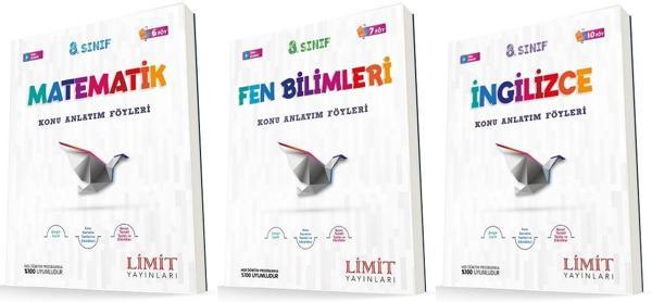 Limit 8. Sınıf Matematik + Fen + İngilizce Konu Föyleri Seti 3 Kitap 2023 - Limit Yayınları - Image 1