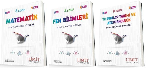 Limit 8. Sınıf Matematik + Fen + İnkılap Konu Föyleri Seti 3 Kitap 2023 - Limit Yayınları - Image 1