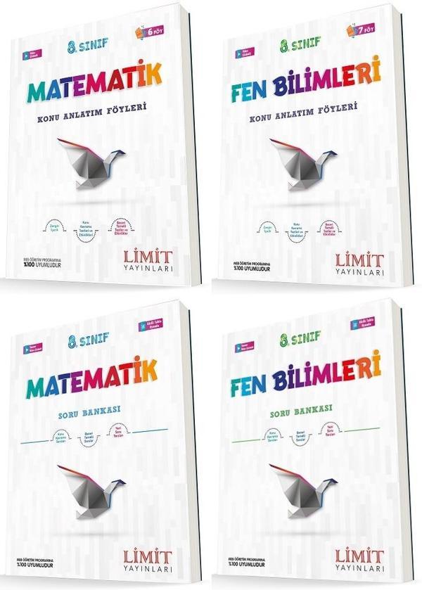 Limit 8. Sınıf Matematik + Fen Bilimleri Konu Föyleri + Soru Seti 4 Kitap 2023 - Limit Yayınları - Image 1