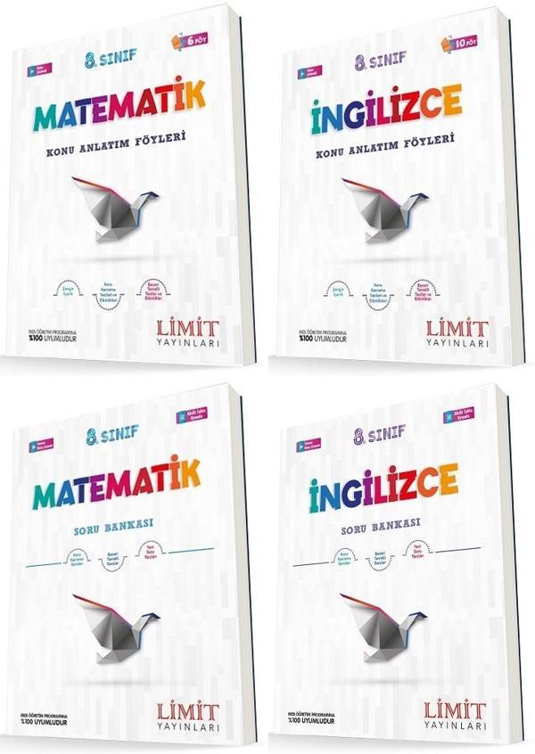 Limit 8. Sınıf Matematik + İngilizce Konu Föyleri + Soru Seti 4 Kitap 2023 - Limit Yayınları - Image 1
