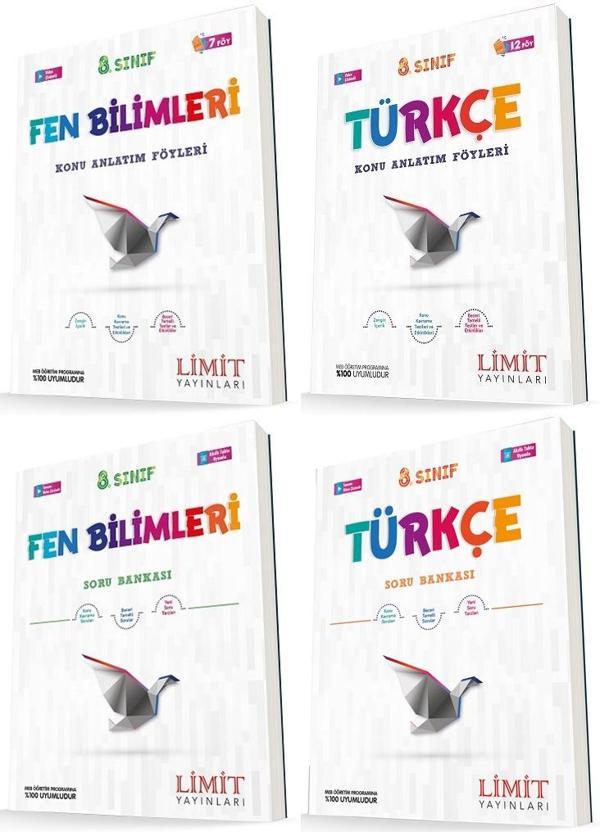 Limit 8. Sınıf Fen Bilimleri + Türkçe Konu Föyleri + Soru Seti 4 Kitap 2023 - Limit Yayınları - Image 1