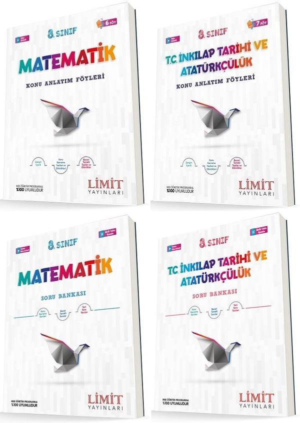 Limit 8. Sınıf Matematik + İnkılap Konu Föyleri + Soru Seti 4 Kitap 2023 - Limit Yayınları - Image 1