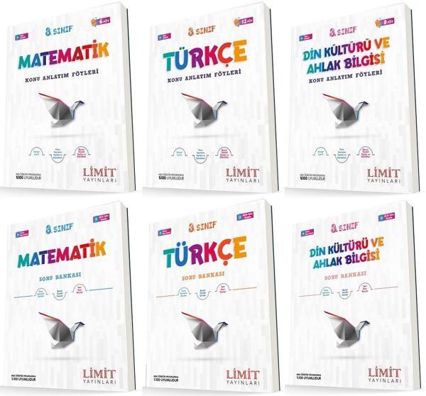 Limit 8. Sınıf Matematik + Türkçe + Din Konu Föyleri + Soru Seti 6 Kitap 2023 - Limit Yayınları - Image 1