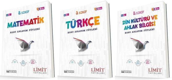 Limit 8. Sınıf Matematik + Türkçe + Din Konu Föyleri Seti 3 Kitap 2023 - Limit Yayınları - Image 1
