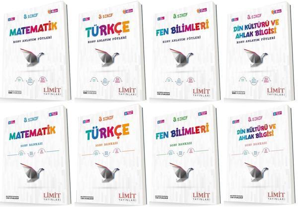 Limit 8. Sınıf Matematik + Türkçe + Fen + Din Konu Föyleri + Soru Seti 8 Kitap 2023 - Limit Yayınları - Image 1