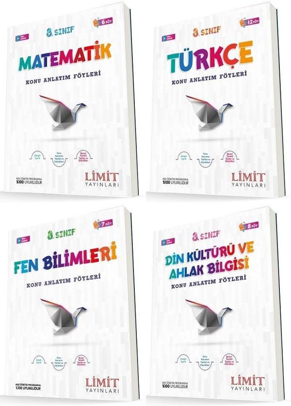 Limit 8. Sınıf Matematik + Türkçe + Fen + Din Konu Föyleri Seti 4 Kitap 2023 - Limit Yayınları - Image 1