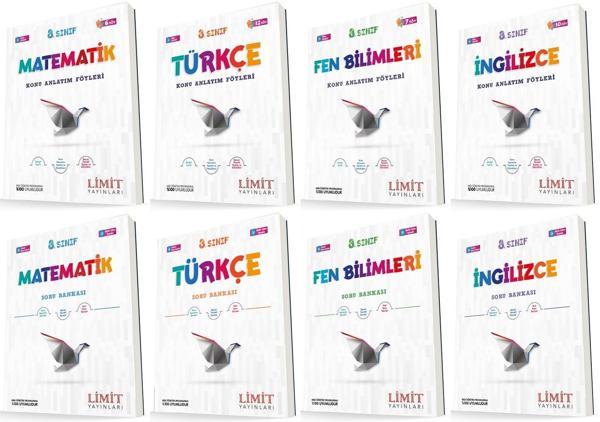 Limit 8. Sınıf Matematik + Türkçe + Fen + İngilizce Konu Föyleri + Soru Seti 8 Kitap 2023 - Limit Yayınları - Image 1