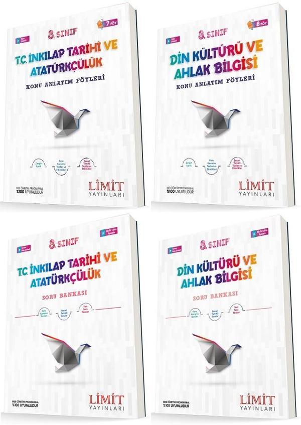 Limit 8. Sınıf İnkılap + Din Konu Föyleri + Soru Seti 4 Kitap 2023 - Limit Yayınları - Image 1