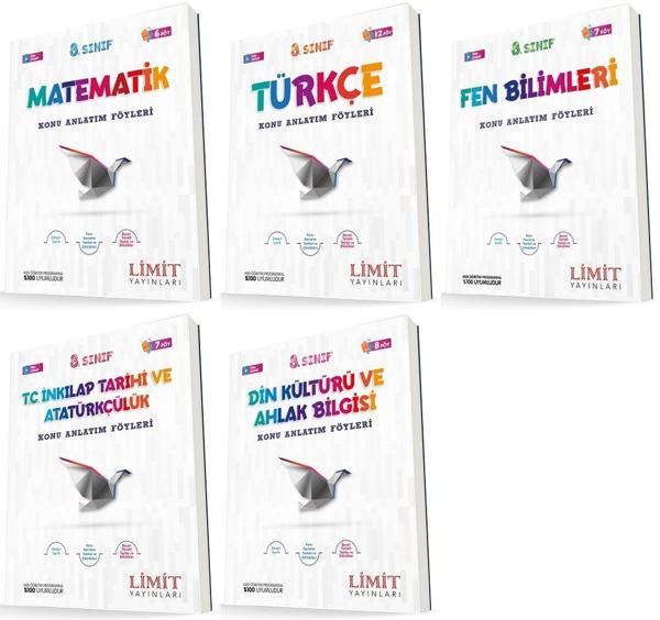 Limit 8. Sınıf Matematik + Türkçe + Fen + İnkılap + Din Konu Föyleri Seti 5 Kitap 2023 - Limit Yayınları - Image 1