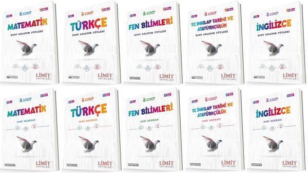 Limit 8. Sınıf Matematik + Türkçe + Fen + İnkılap + İngilizce Konu Föyleri + Soru Seti 10 Kitap 2023 - Limit Yayınları - Image 1