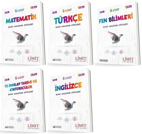 Limit 8. Sınıf Matematik + Türkçe + Fen + İnkılap + İngilizce Konu Föyleri Seti 5 Kitap 2023 - Limit Yayınları - Image 1
