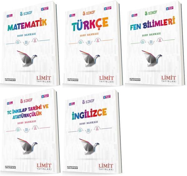 Limit 8. Sınıf Matematik + Türkçe + Fen + İnkılap + İngilizce Soru Seti 5 Kitap 2023 - Limit Yayınları - Image 1