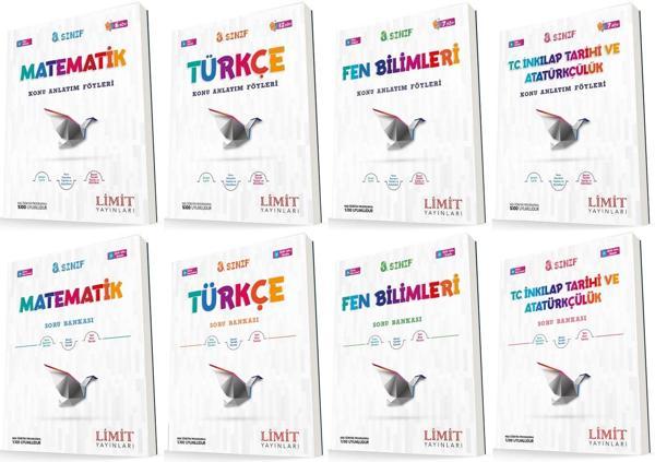 Limit 8. Sınıf Matematik + Türkçe + Fen + İnkılap Konu Föyleri + Soru Seti 8 Kitap 2023 - Limit Yayınları - Image 1
