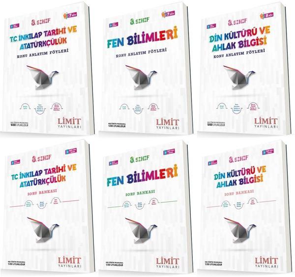Limit 8. Sınıf İnkılap + Fen + Din Konu Föyleri + Soru Seti 6 Kitap 2023 - Limit Yayınları - Image 1