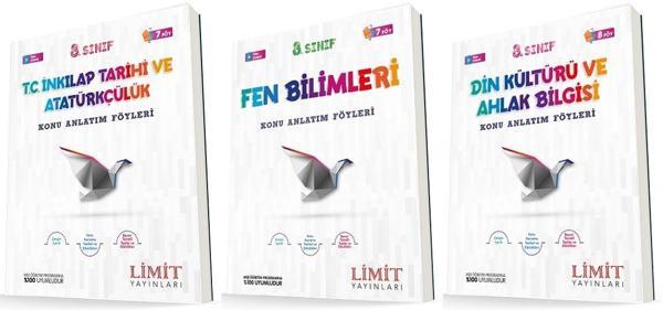 Limit 8. Sınıf İnkılap + Fen + Din Konu Föyleri Seti 3 Kitap 2023 - Limit Yayınları - Image 1