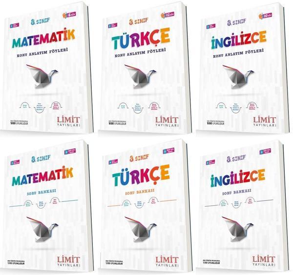 Limit 8. Sınıf Matematik + Türkçe + İngilizce Konu Föyleri + Soru Seti 6 Kitap 2023 - Limit Yayınları - Image 1