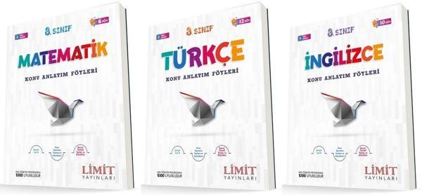 Limit 8. Sınıf Matematik + Türkçe + İngilizce Konu Föyleri Seti 3 Kitap 2023 - Limit Yayınları - Image 1