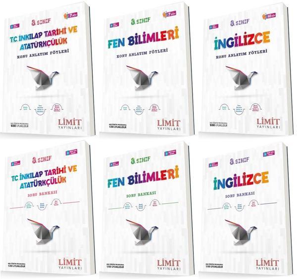 Limit 8. Sınıf İnkılap + Fen + İngilizce Konu Föyleri + Soru Seti 6 Kitap 2023 - Limit Yayınları - Image 1