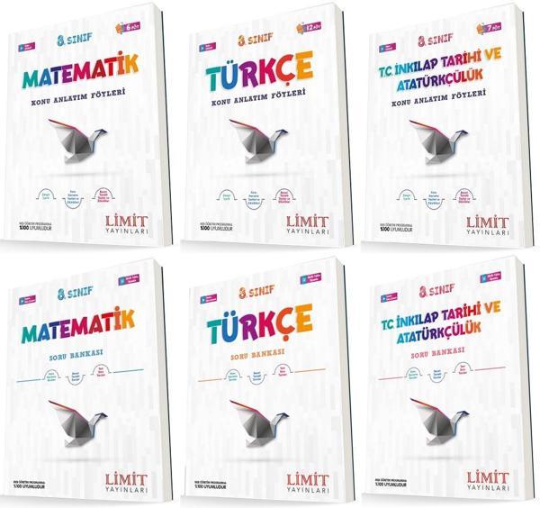 Limit 8. Sınıf Matematik + Türkçe + İnkılap Konu Föyleri + Soru Seti 6 Kitap 2023 - Limit Yayınları - Image 1
