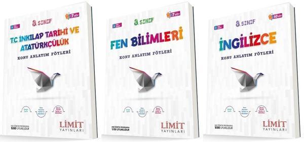 Limit 8. Sınıf İnkılap + Fen + İngilizce Konu Föyleri Seti 3 Kitap 2023 - Limit Yayınları - Image 1