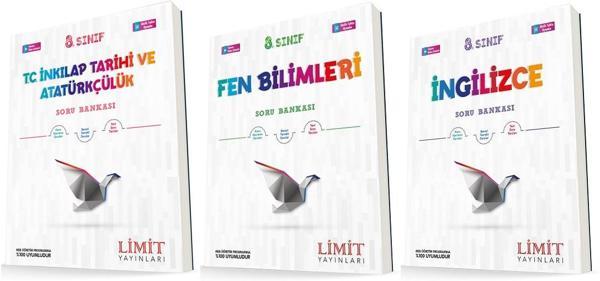 Limit 8. Sınıf İnkılap + Fen + İngilizce Soru Seti 3 Kitap 2023 - Limit Yayınları - Image 1