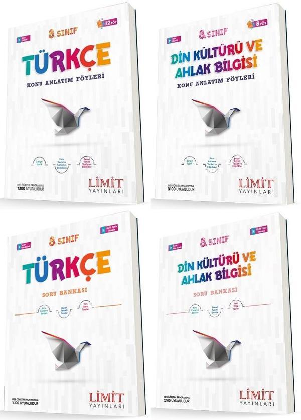 Limit 8. Sınıf Türkçe + Din Konu Föyleri + Soru Seti 4 Kitap 2023 - Limit Yayınları - Image 1