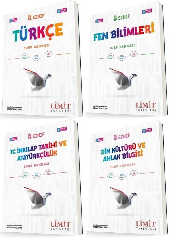 Limit 8. Sınıf Türkçe + Fen + İnkılap + Din Soru Seti 4 Kitap 2023 - Limit Yayınları - Image 1