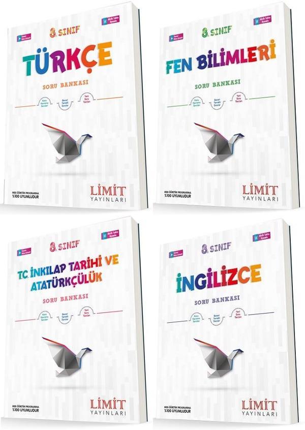 Limit 8. Sınıf Türkçe + Fen + İnkılap + İngilizce Soru Seti 4 Kitap 2023 - Limit Yayınları - Image 1