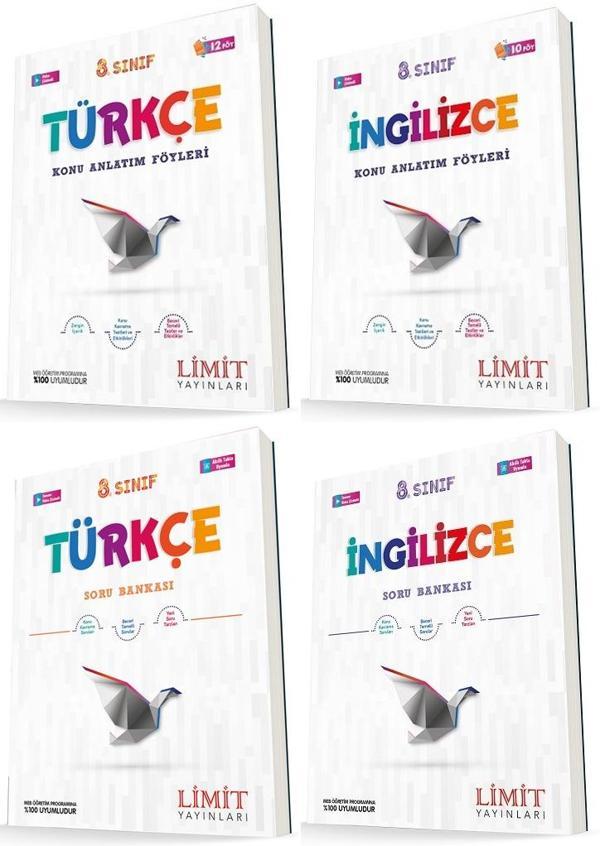 Limit 8. Sınıf Türkçe + İngilizce Konu Föyleri + Soru Seti 4 Kitap 2023 - Limit Yayınları - Image 1
