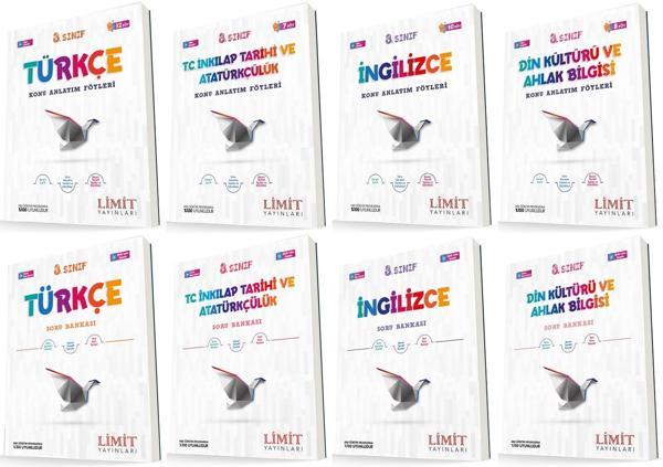 Limit 8. Sınıf Türkçe + İnkılap + İngilizce + Din Konu Föyleri + Soru Seti 8 Kitap 2023 - Limit Yayınları - Image 1