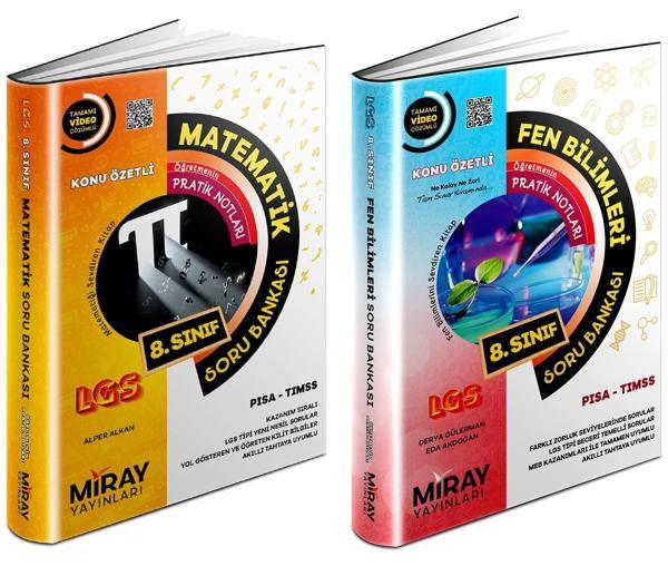 Miray 2024 8. Sınıf Lgs Matematik + Fen Bilimleri Soru Seti 2 Kitap - Miray Yayınları - Image 1