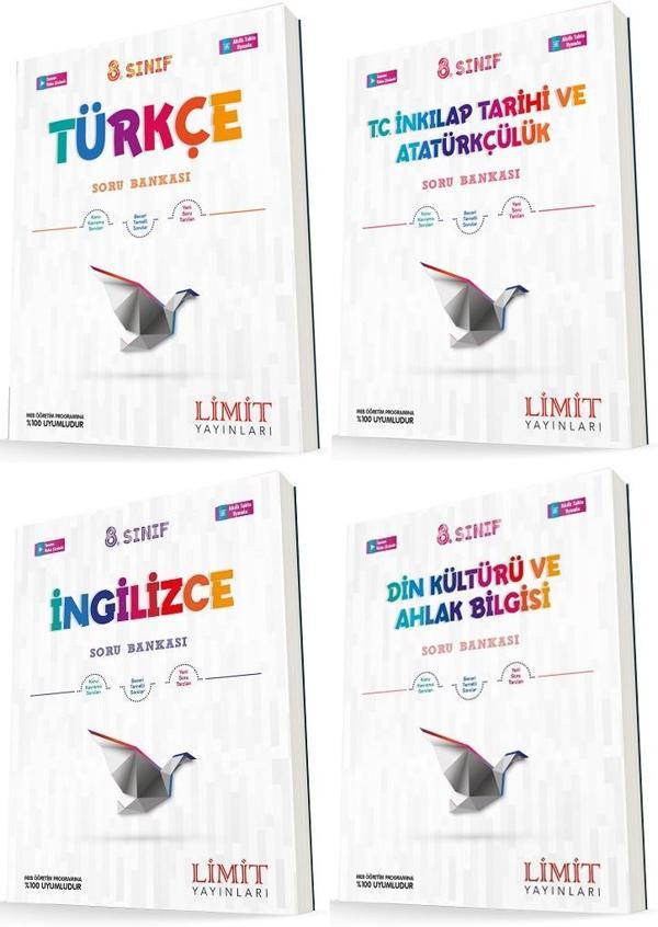 Limit 8. Sınıf Türkçe + İnkılap + İngilizce + Din Soru Seti 4 Kitap 2023 - Limit Yayınları - Image 1