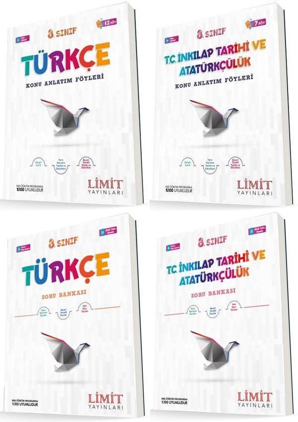 Limit 8. Sınıf Türkçe + İnkılap Konu Föyleri + Soru Seti 4 Kitap 2023 - Limit Yayınları - Image 1
