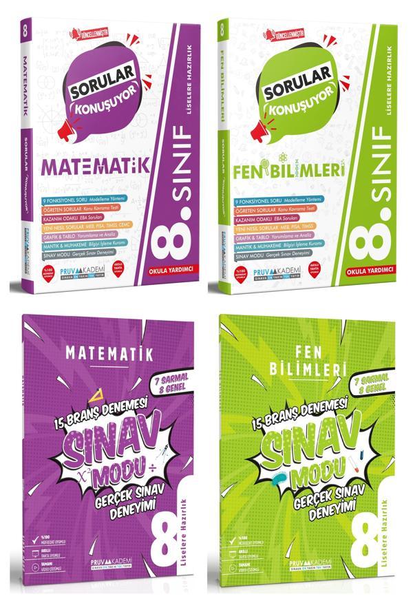 Pruva Akademi 8. Sınıf Matematik + Fen Bilimleri Soru + Deneme Seti 4 Kitap 2023 - Pruva Akademi - Image 1