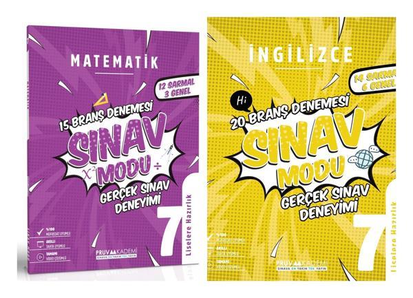 Pruva Akademi 7. Sınıf Matematik + İngilizce Sınav Modu Seti 2 Kitap 2023 - Pruva Akademi - Image 1