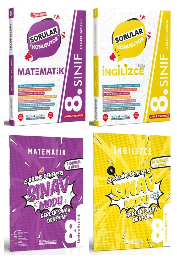 Pruva Akademi 8. Sınıf Matematik + İngilizce Sorular Konuşuyor + Deneme Seti 4 Kitap 2023 - Pruva Akademi - Image 1