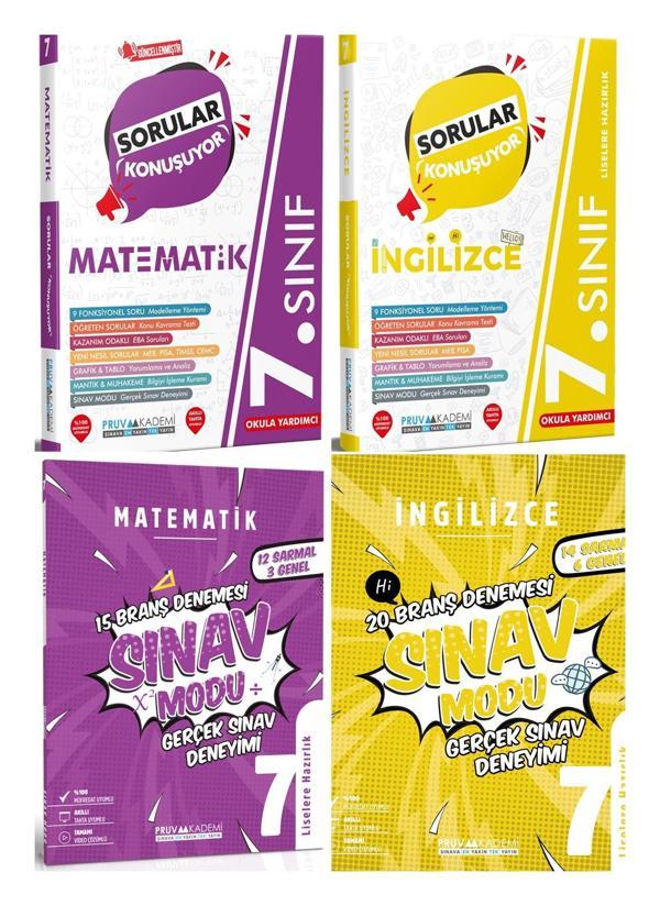 Pruva Akademi 7. Sınıf Matematik + İngilizce Sorular Konuşuyor + Deneme Seti 4 Kitap 2023 - Pruva Akademi - Image 1