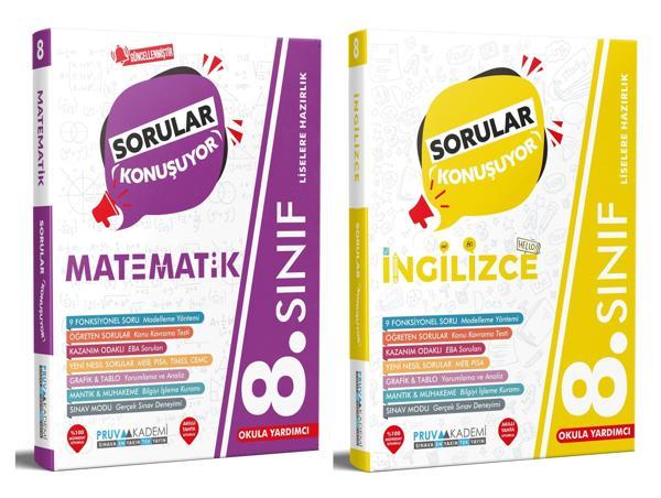 Pruva Akademi 8. Sınıf Matematik + İngilizce Sorular Konuşuyor Seti 2 Kitap 2023 - Pruva Akademi - Image 1