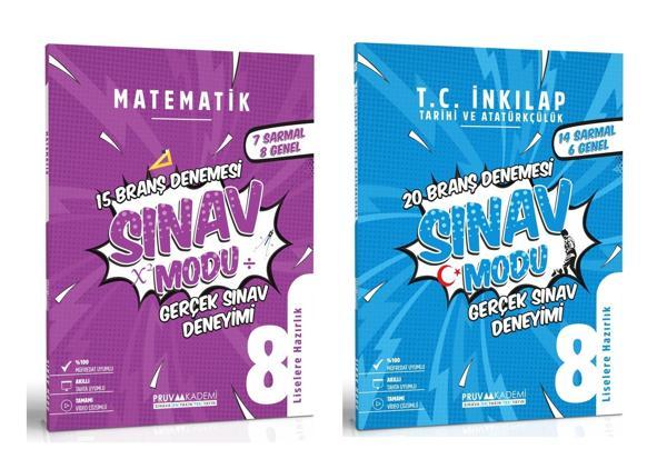 Pruva Akademi 8. Sınıf Matematik + İnkılap Sınav Modu Deneme Seti 2 Kitap 2023 - Pruva Akademi - Image 1