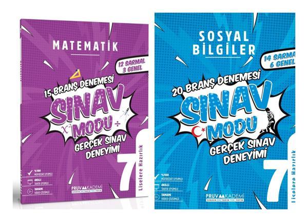 Pruva Akademi 7. Sınıf Matematik + Sosyal Bilgiler Sınav Modu Seti 2 Kitap 2023 - Pruva Akademi - Image 1