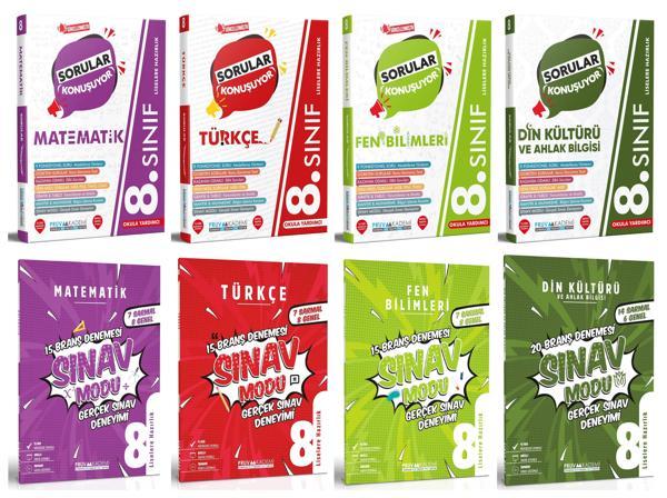 Pruva Akademi 8. Sınıf Matematik + Türkçe + Fen + Din Sorular Konuşuyor + Deneme Seti 8 Kitap 2023 - Pruva Akademi - Image 1