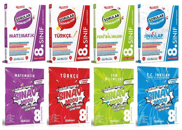 Pruva Akademi 8. Sınıf Matematik + Türkçe + Fen + İngilizce Sorular Konuşuyor + Deneme Seti 8 Kitap 2023 - Pruva Akademi - Image 1